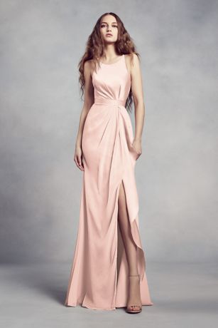 blush color long dress