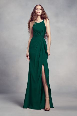 long sleeve emerald green bridesmaid dress