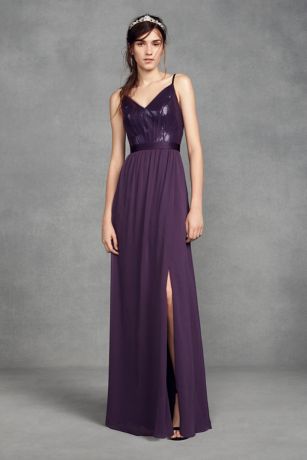 purple sequin bridesmaid dress