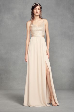 beige long gown dress