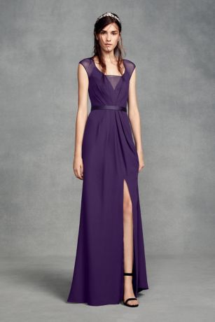 purple cap sleeve dress