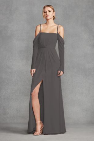 david's bridal charcoal gray dress