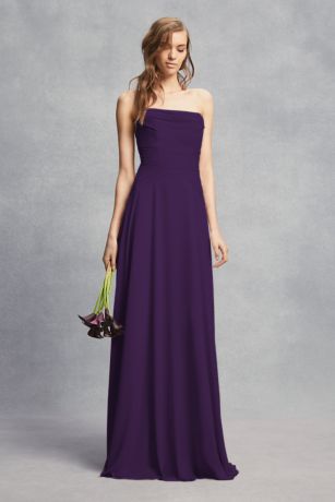 strapless georgette sheath bridesmaid dress