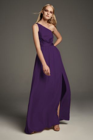 one shoulder chiffon bridesmaid dresses