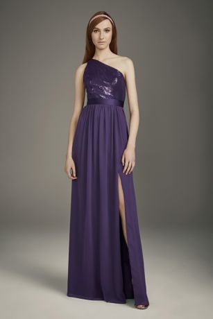 one shoulder dress with satin sash white by vera wang