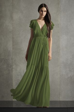 khaki green bridesmaid dress