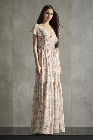 flutter sleeve chiffon dress