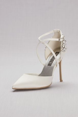 Pointed Toe Cross Strap Heels With Crystal Back David S Bridal