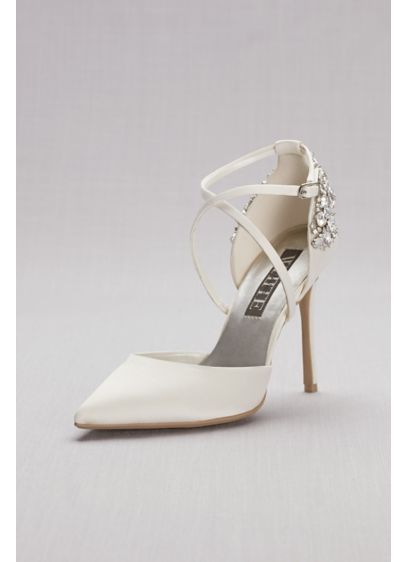 Pointed Toe Cross Strap Heels With Crystal Back David S Bridal