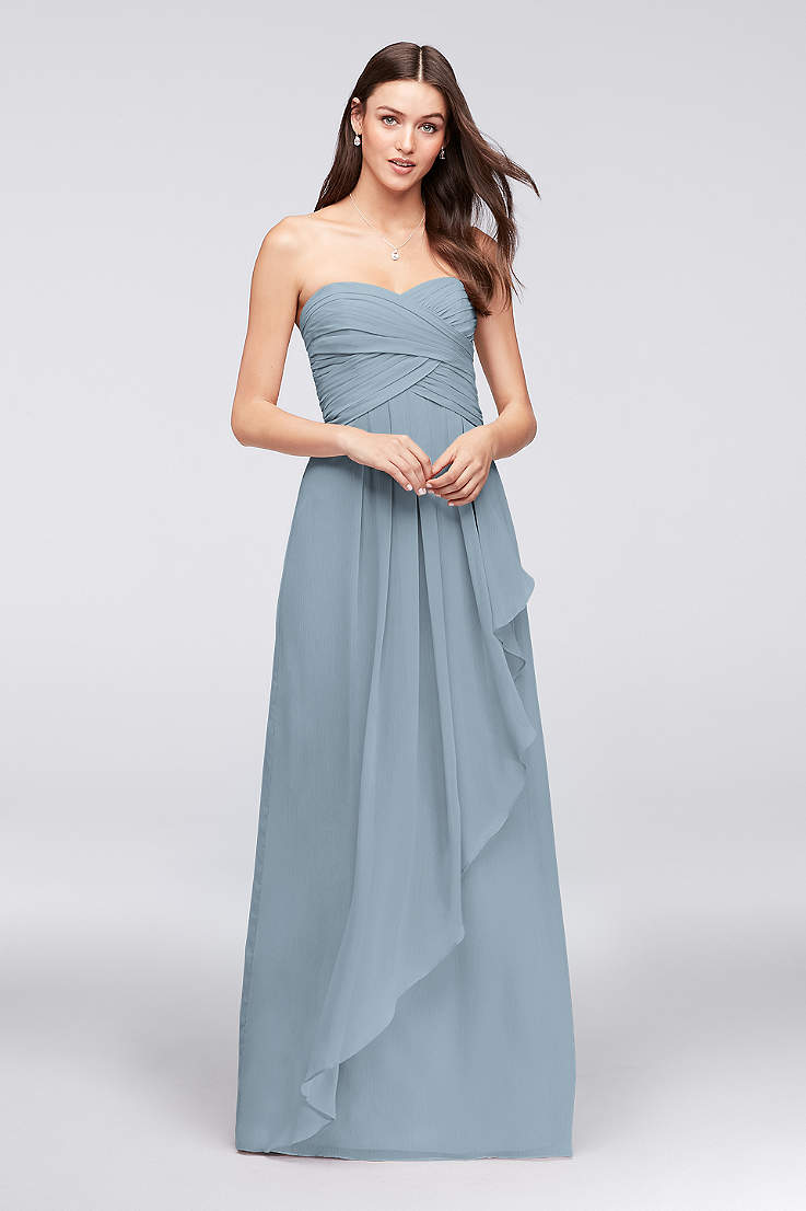 Dusty Blue Bridesmaid Dresses - Long ...