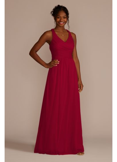 Mesh Long Bridesmaid Dress with Crisscross Back David s Mesh Long Bridesmaid Dress with Crisscross Back David s