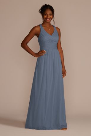 steel blue dress david's bridal