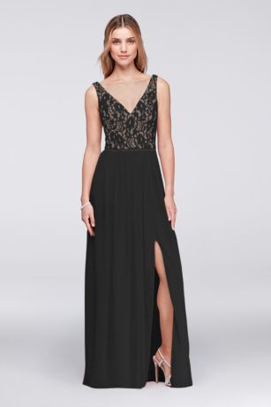 Picture of Illusion V-Neck Lace and Mesh Dress