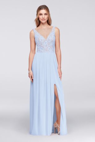 david's bridal sky blue dress