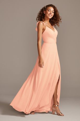 peach maxi bridesmaid dress