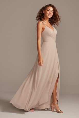 david's bridal biscotti bridesmaid dress