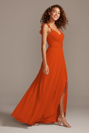 burnt orange satin bridesmaid dresses