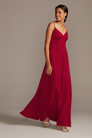 david's bridal red satin dress