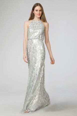 david's bridal silver bridesmaid dresses