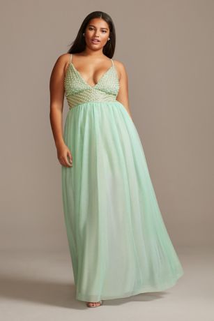 mint color plus size dress