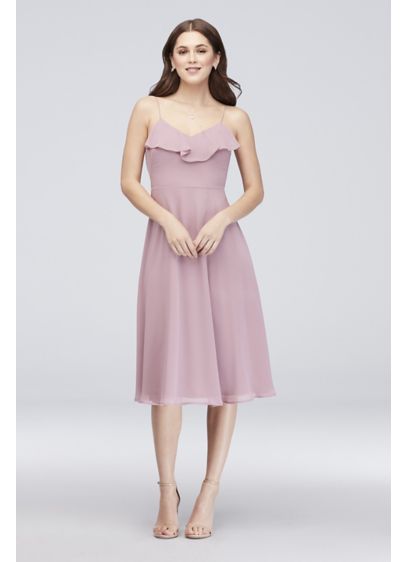 Ruffled Chiffon Bridesmaid Midi Dress David s Bridal Ruffled Chiffon Bridesmaid Midi Dress David s Bridal