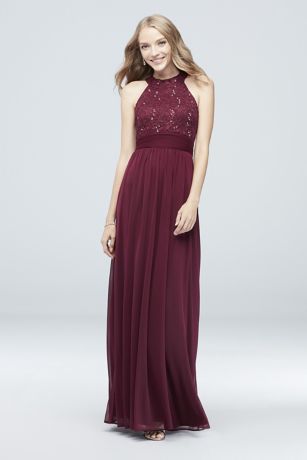 high neck maroon dress