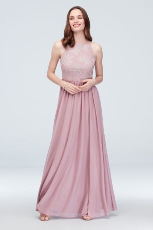 david's bridal high neck chiffon