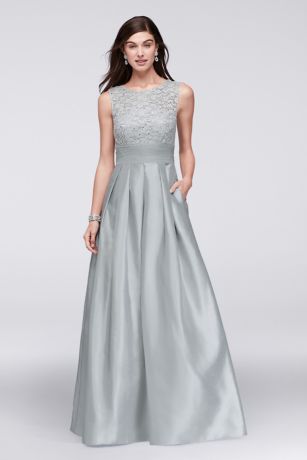 david's bridal satin tank long ball gown