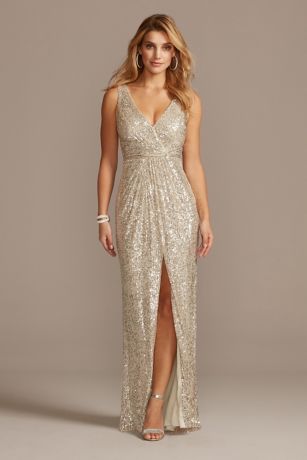 gold sequin dress david's bridal