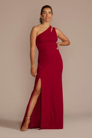 Picture of Cutout One-Shoulder Crepe Gown with Skirt Slit