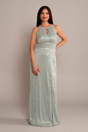 Picture of High-Neck Glitter A-Line Gown with Keyholes