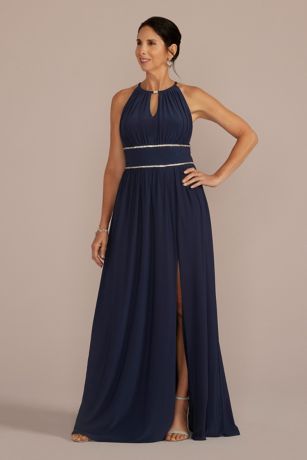 Picture of Halter Jersey Knit Gown with Rhinestone Waist