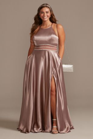 a line halter prom dress