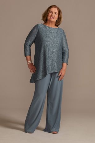 Picture of Glitter Lace Asymmetrical Top Pantsuit