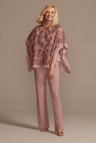 Jersey Pantsuit with Illusion Detailed Cape