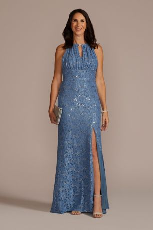 Picture of Stretch Lace Sheath Dress with Embellished Keyhole