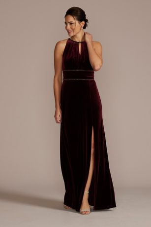 Picture of Embellished Velvet Sheath Dress with Keyholes