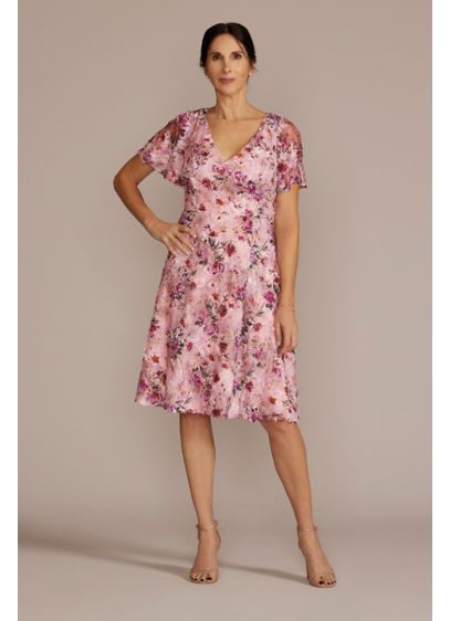 Floral Flutter Sleeve Knee Length A-Line - What better way to welcome the season's occasions
