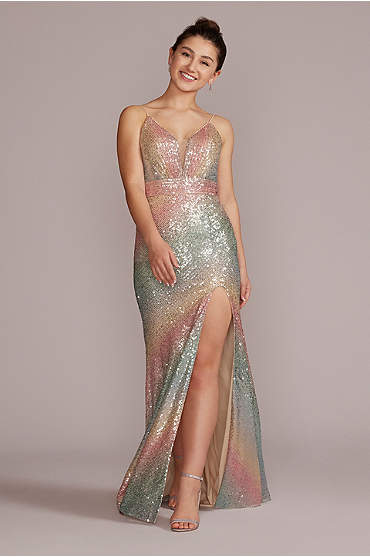 Multi-Colored Sequin Prom Dress