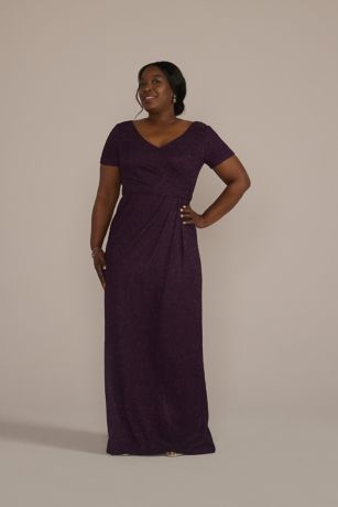 Picture of Cap Sleeve Glitter Knit Gown with Slit