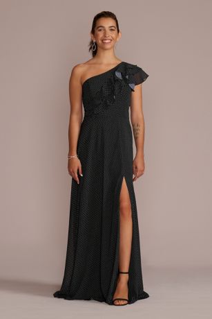 Picture of Polka Dot One-Shoulder Ruffle A-Line Dress
