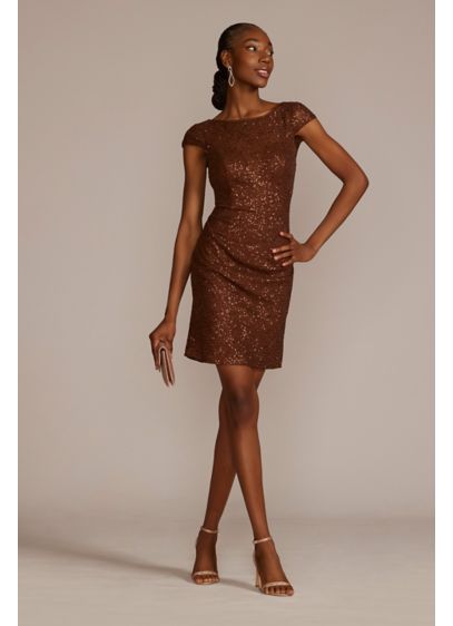 Cap Sleeve Sequin Short Dress - This body-hugging beauty features a party-ready sequin embellished