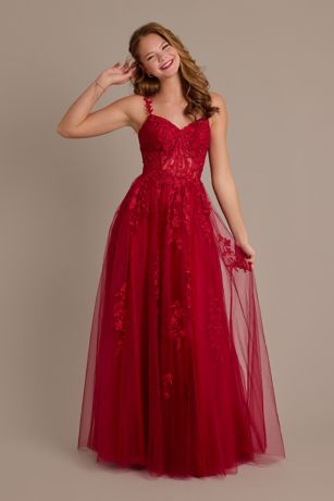 Picture of Floral Applique Ballgown with Illusion Corset