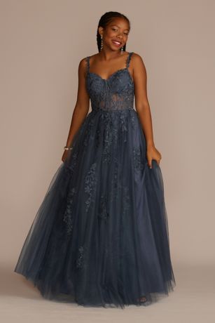 Picture of Floral Applique Ballgown with Illusion Corset