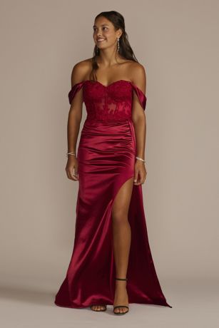 orange and red prom dress