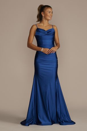 Picture of Cowl Neck Stretch Satin Mermaid Trumpet Dress