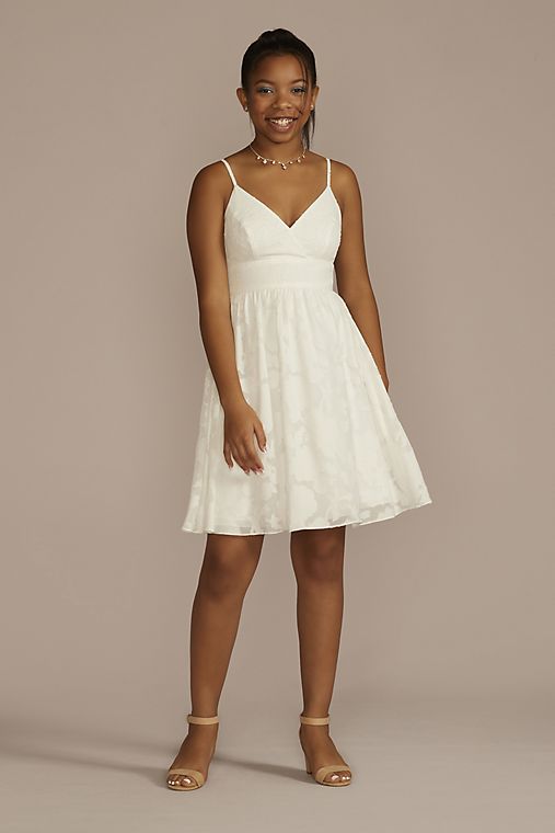 Short V-Neck Jacquard A-Line Dress | David's Bridal
