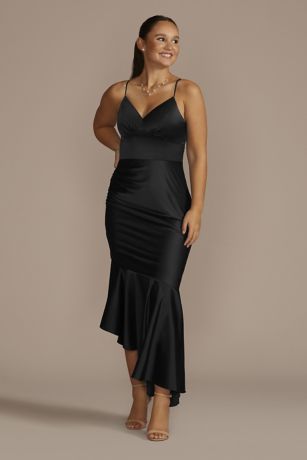 Picture of Asymmetrical Stretch Charmeuse Sheath Dress