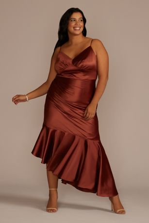 Picture of Asymmetrical Stretch Charmeuse Sheath Dress