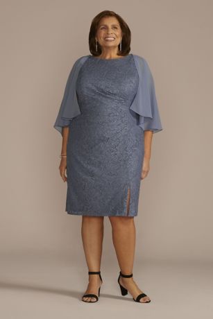 Picture of Glitter Lace Sheath Tank Dress with Capelet